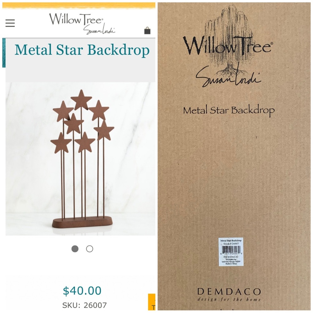 NWT Willow Tree Metal Star Backdrop